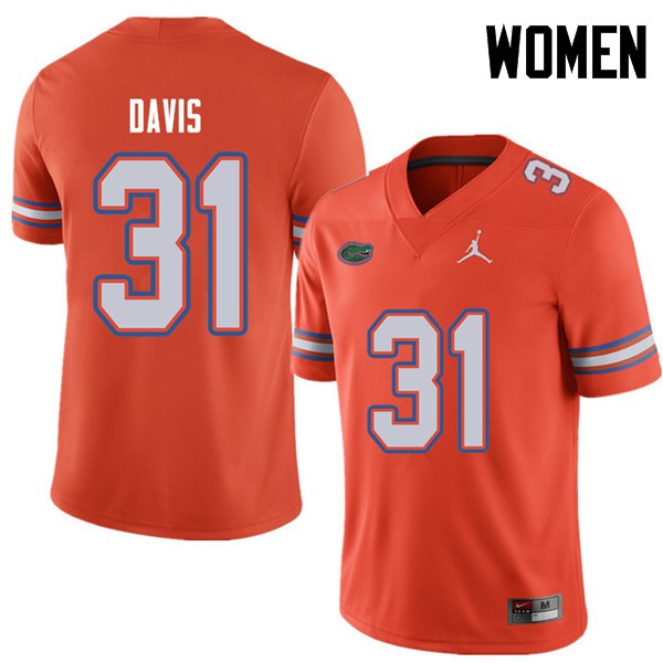 Jordan Brand Women #31 Shawn Davis Florida Gators College Football Jersey Orange
